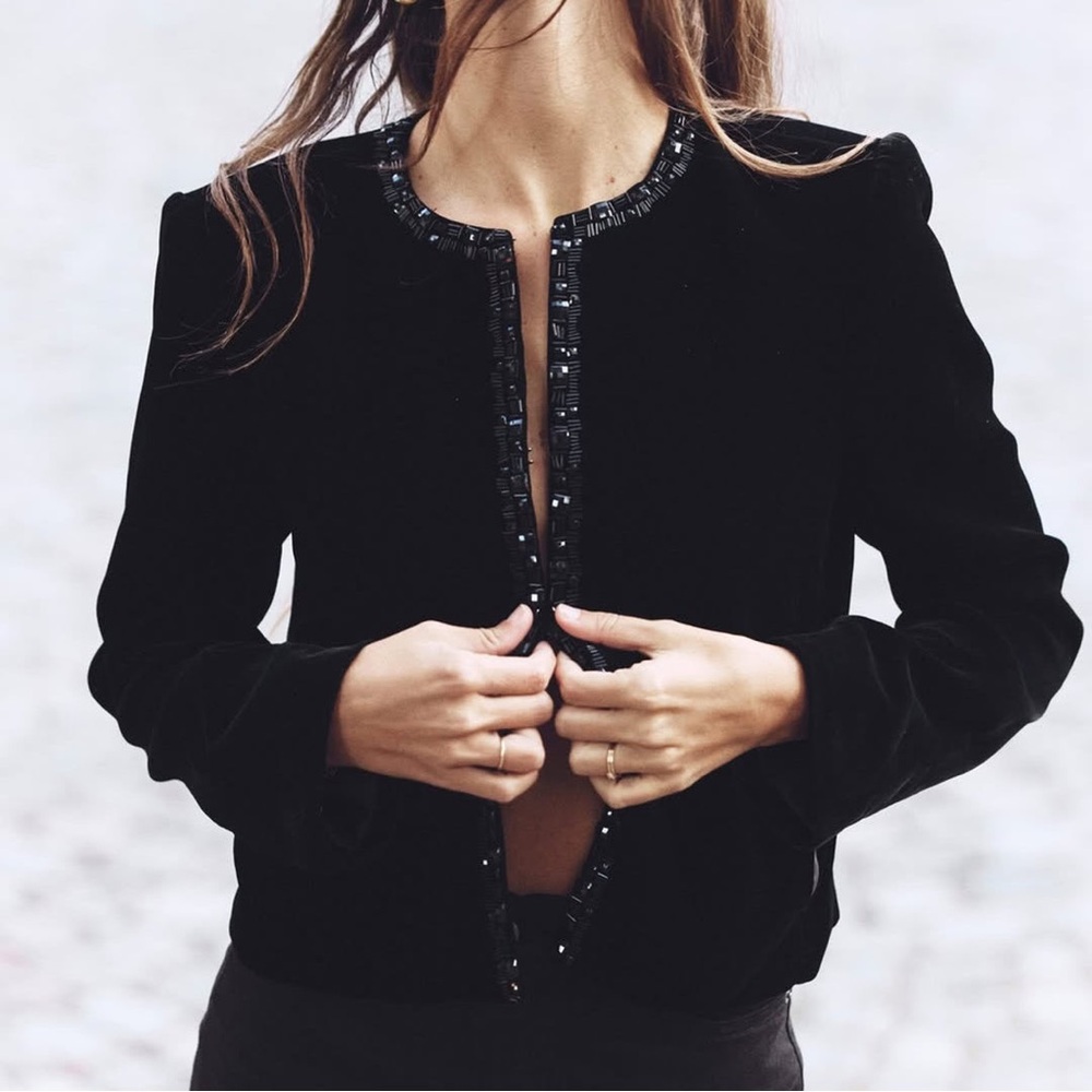 NWT $748 Frame Embellished Velvet Jacket